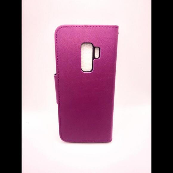 Samsung Galaxy S9 Plus Purple Leather Flip Wallet Case - Picture 2 of 3